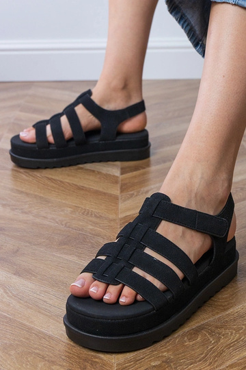 Sandalias gladiadoras negras de plataforma, "Hartos" 2