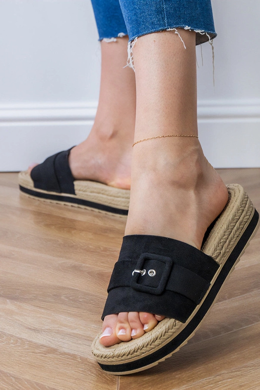 Lunda chanclas negras con plataforma...