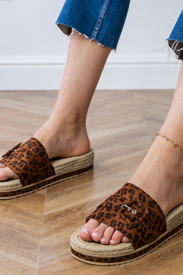 Lunda chanclas de leopardo con plataforma y hebilla decorativa 2