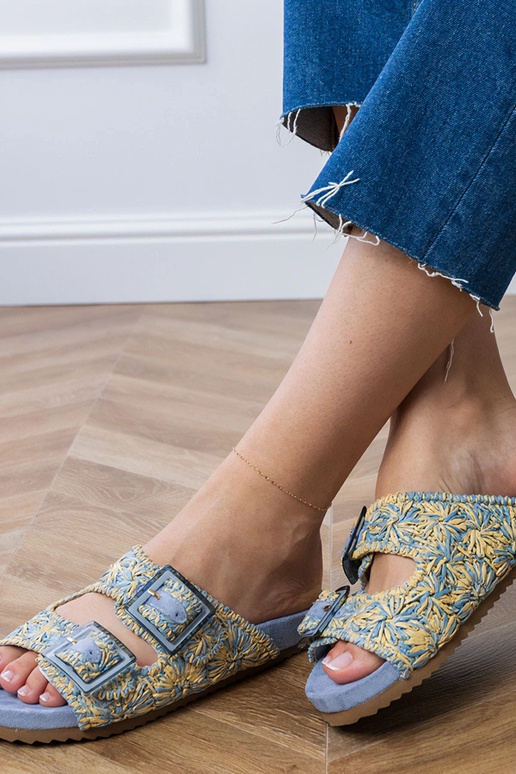 Pantuflas de punto azules con...