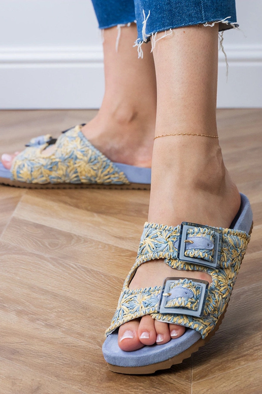 Pantuflas de punto azules con...