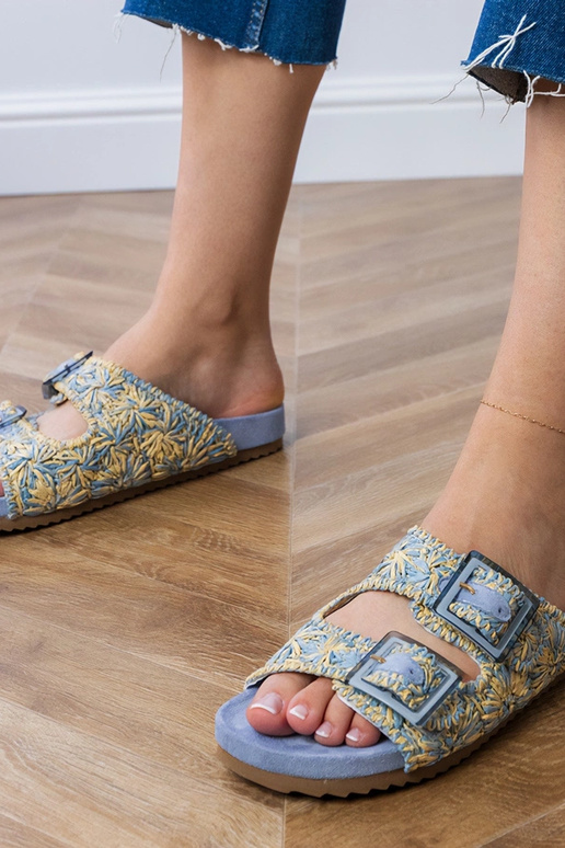 Pantuflas de punto azules con...