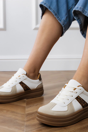 Zapatillas deportivas de mujer con estampado de pantera y plataforma, "Serila"