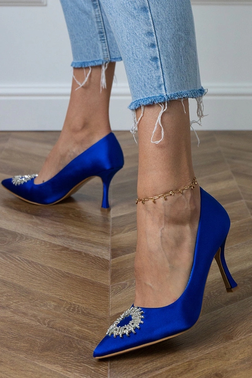 Sandalias de seda azules con...