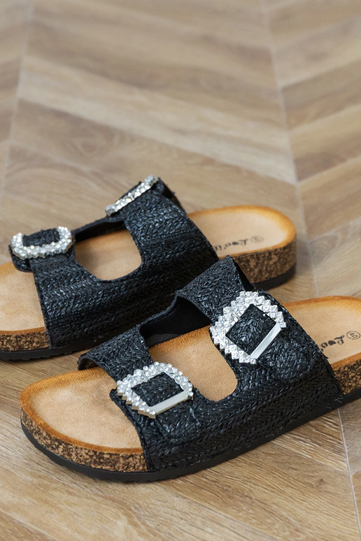 Pantuflas negras con suela de corcho...