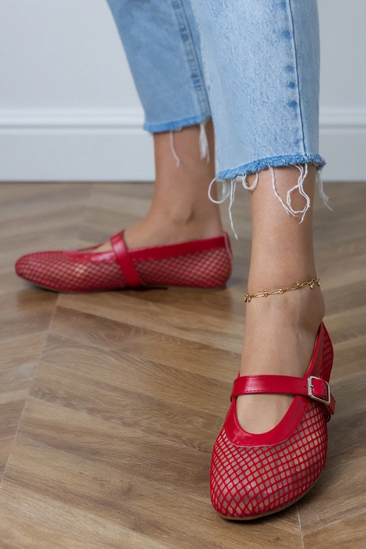 Bailarinas de red rojos con hebilla... Bailarinas de red rojos con hebilla...