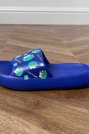 Chanclas infantiles azules con estampados Dinos 2