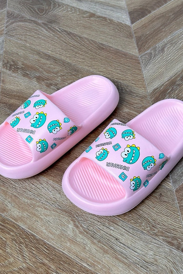 Chanclas infantiles rosas con estampados Dinos