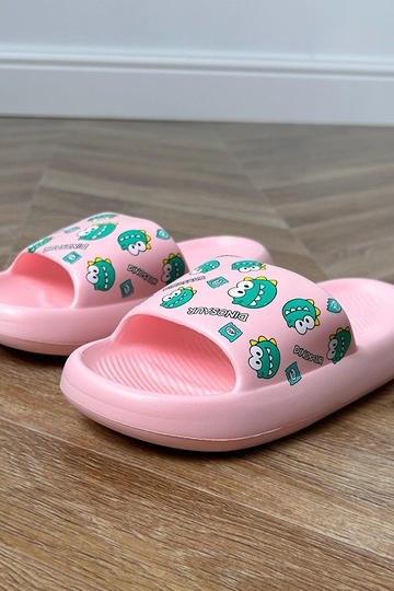 Chanclas infantiles rosas con estampados Dinos 2