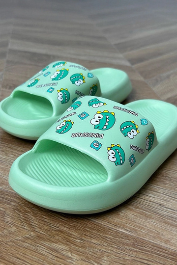 Chanclas infantiles verdes con estampados Dinos