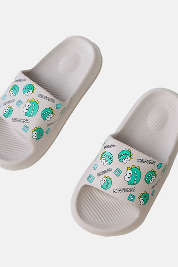 Chanclas infantiles grises con estampados de dinosaurios Dinos