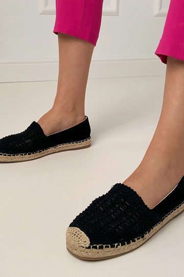 Espadrilles negras de encaje en plataforma Plevis