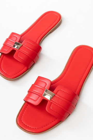 Chanclas rojas para mujeres con adorno en la tira Lawenda 2