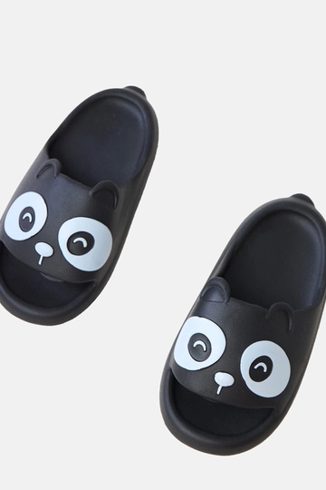 Zapatillas infantiles negras con motivos de pandas Ketti