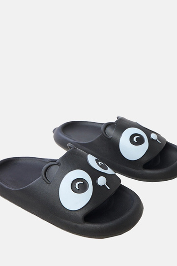 Zapatillas infantiles negras con motivos de pandas Ketti 2
