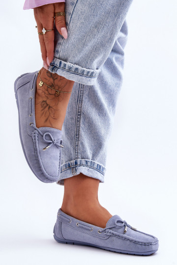 Mocasines de ante elegantes color azul Si Passione