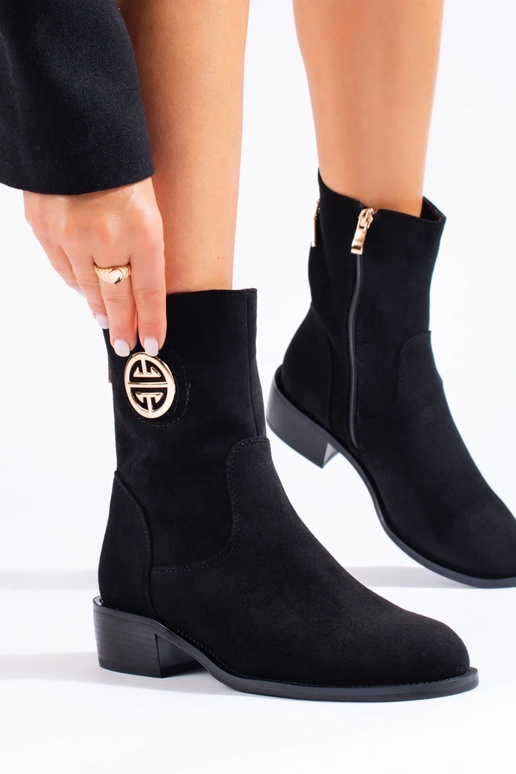 zapatos altos mujer ante negro