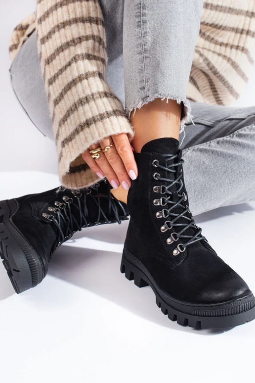 botas de mujer de ante negro Potocki