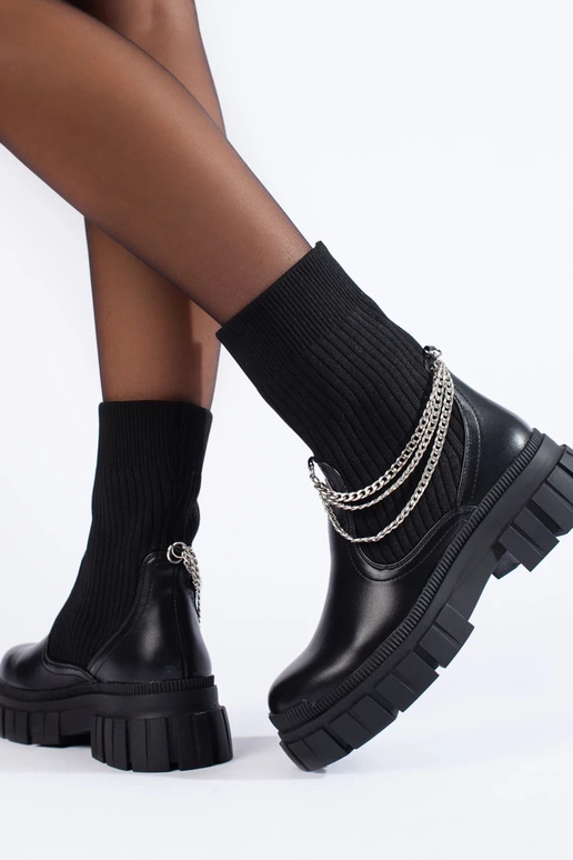 botines de mujer negros con parte... botines de mujer negros con parte...