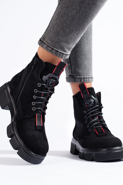 Botas de mujer con cordones en ante...