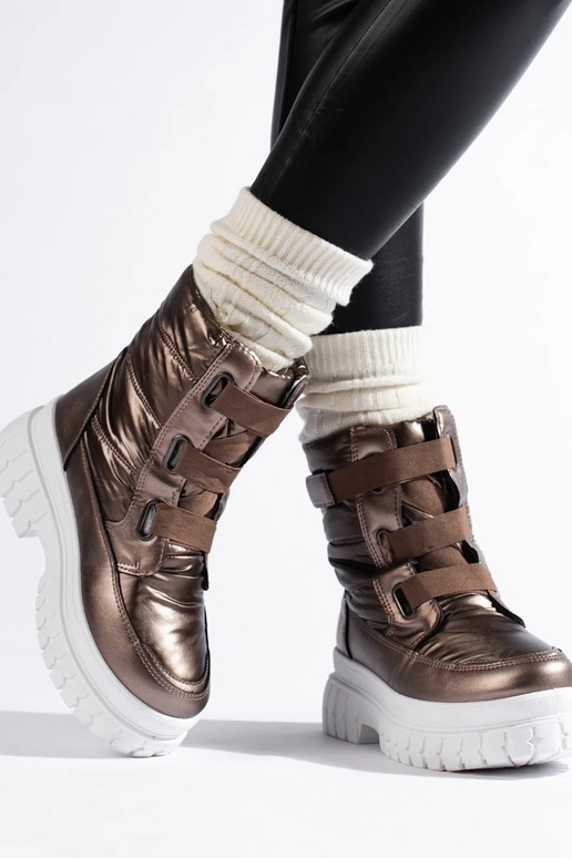 Botas de nieve mujer velcro color marrón