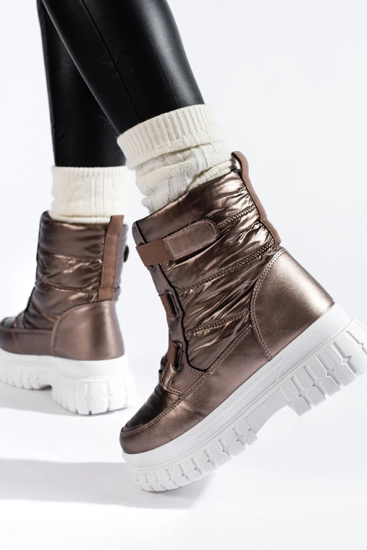 Botas de nieve mujer velcro color marrón