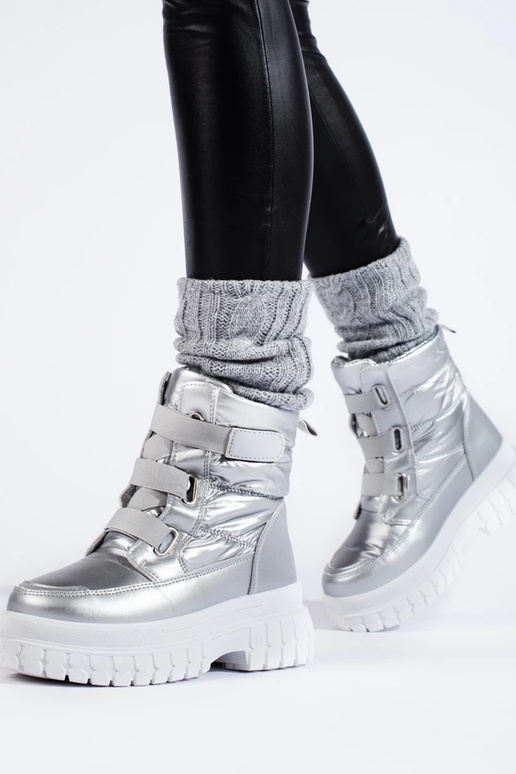 Botas de nieve mujer velcro plata