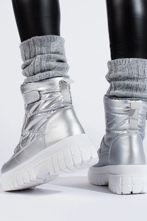 Botas de nieve mujer velcro plata