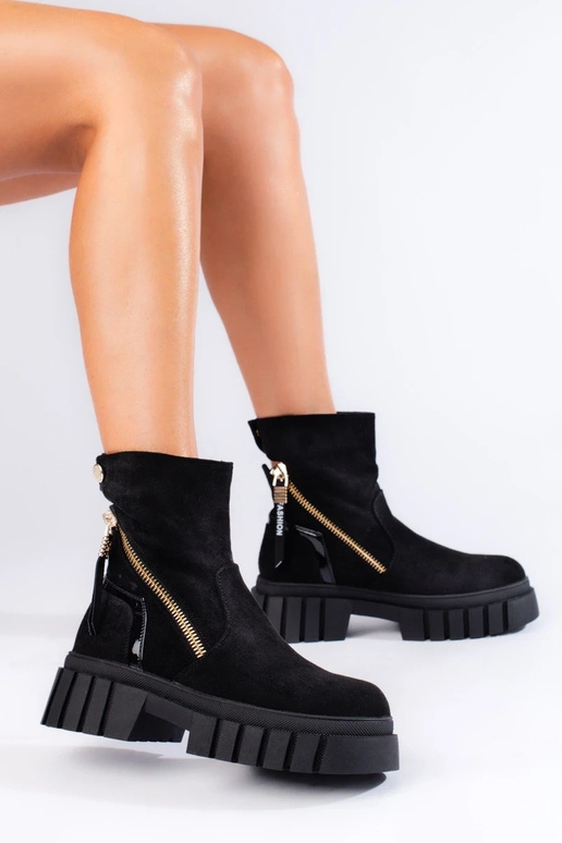 Botas de mujer con plataforma en ante... Botas de mujer con plataforma en ante...