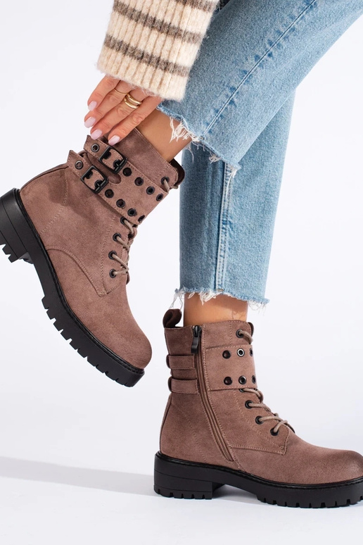 botines de mujer con cordones beige... botines de mujer con cordones beige...