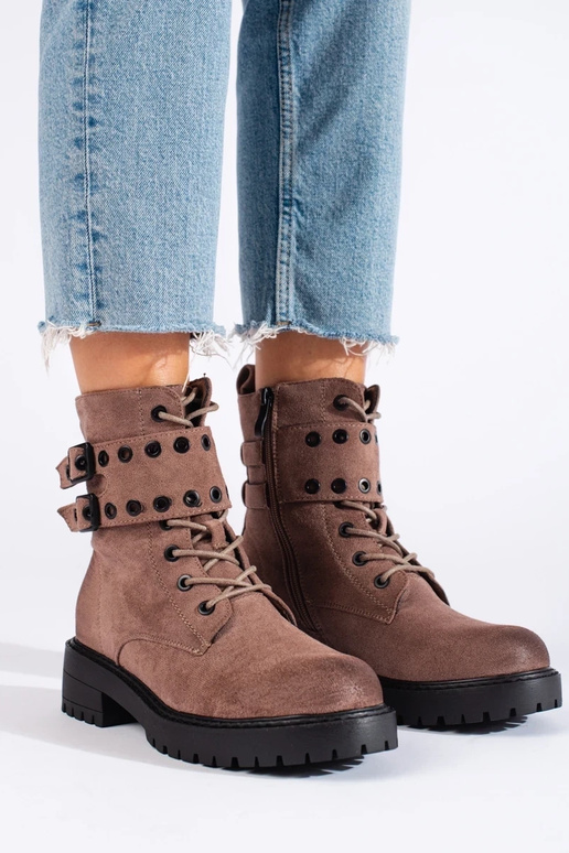 botines de mujer con cordones beige... botines de mujer con cordones beige...