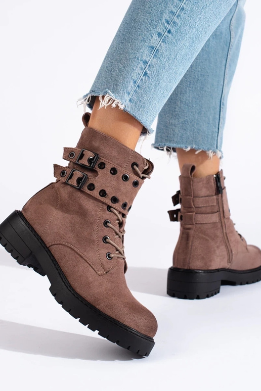 botines de mujer con cordones beige... botines de mujer con cordones beige...