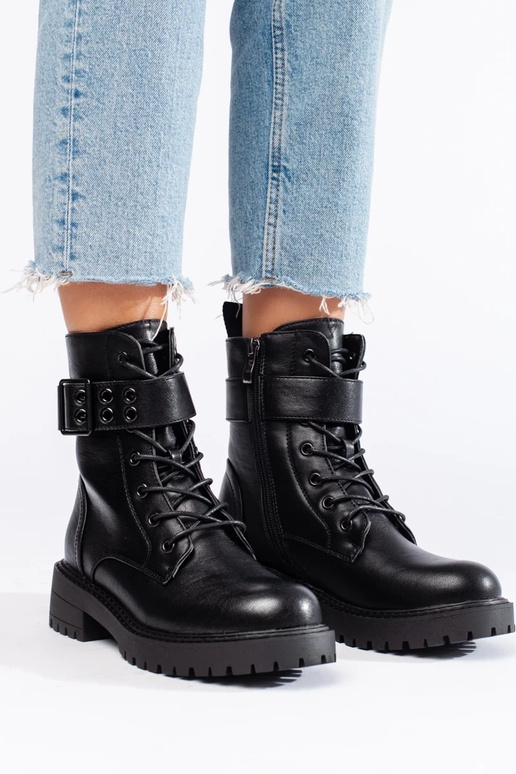 Botas de mujer con cordones de cuero...