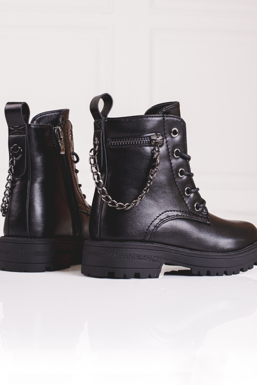 zapatos negros para niñas con cadena