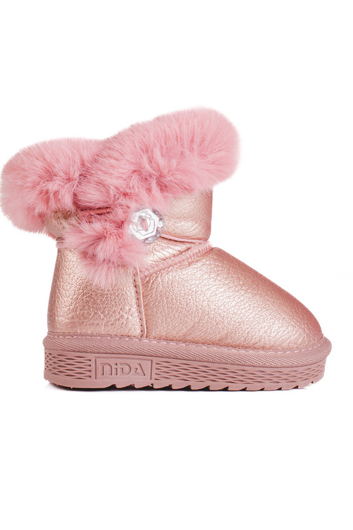 botas de nieve para niñas con pelo rosa