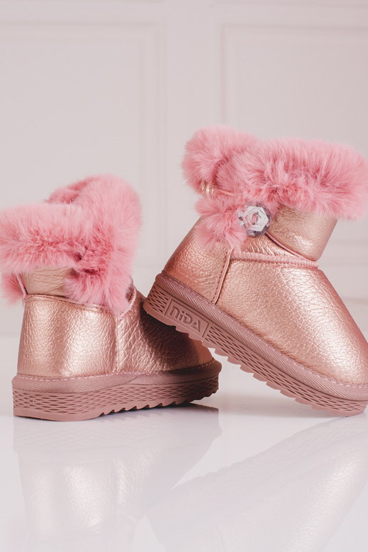 botas de nieve para niñas con pelo rosa