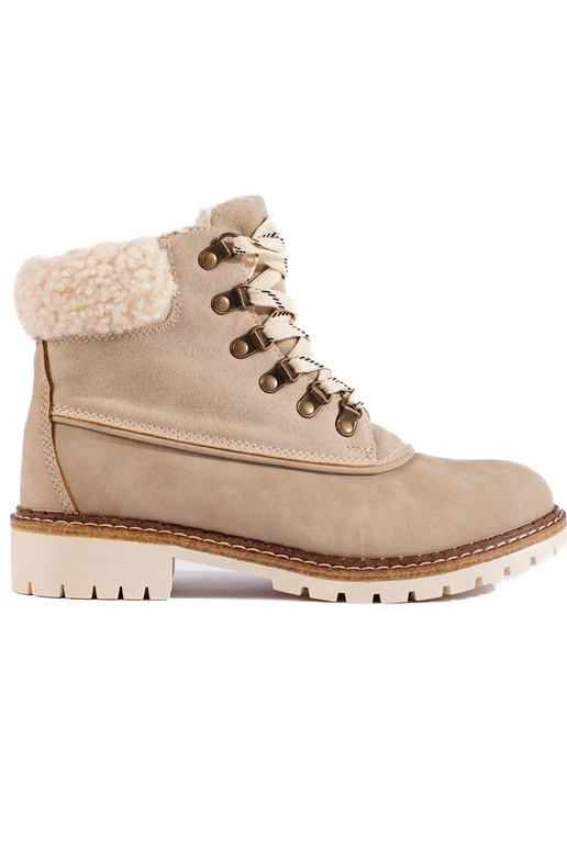 botas con piel de oveja de mujer beige