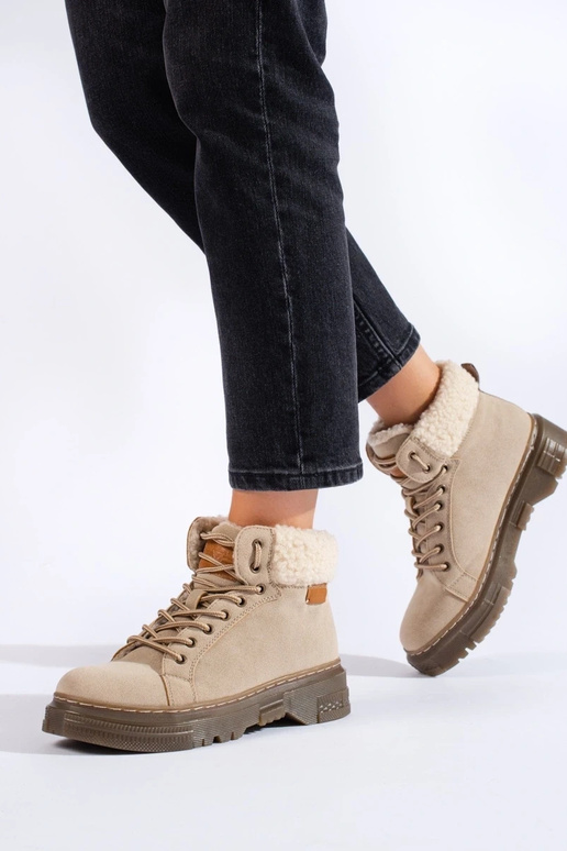 botas beige con piel de oveja