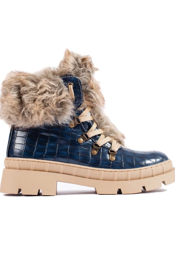 botas para mujer con pelo azul