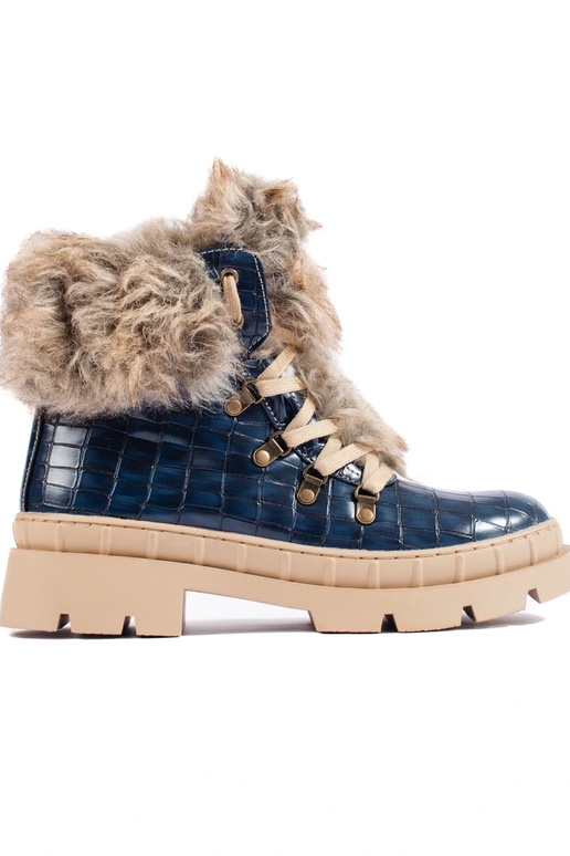 botas para mujer con pelo azul