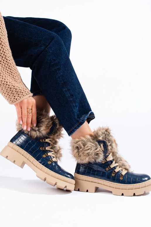 botas para mujer con pelo azul