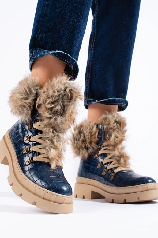 botas para mujer con pelo azul