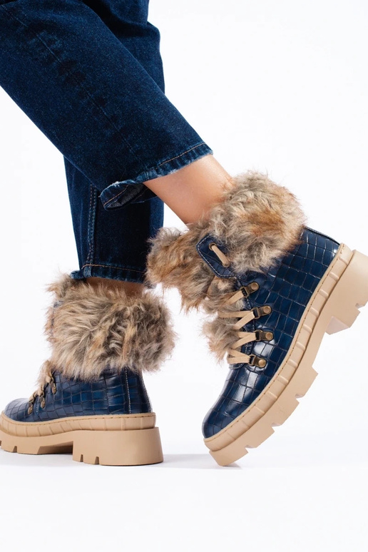 botas para mujer con pelo azul