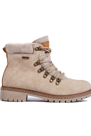 botas beige con cordones de...