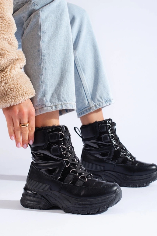 Botas de nieve de mujer negras con... Botas de nieve de mujer negras con...