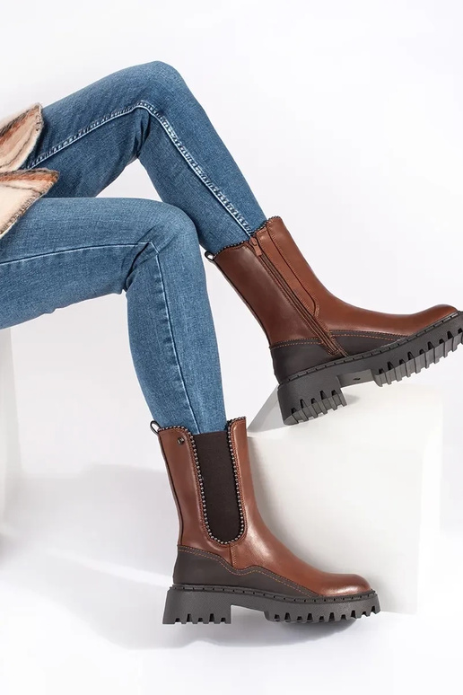Botas de piel ecológica para mujer en...