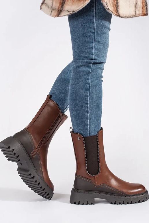 Botas de piel ecológica para mujer en...