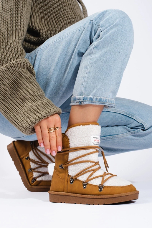 Botas de nieve mujer camel cálidas Botas de nieve mujer camel cálidas