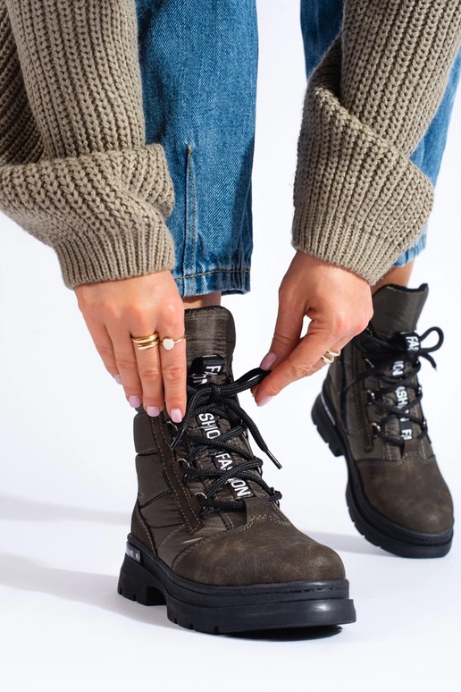 Botas de nieve mujer con cordones caqui