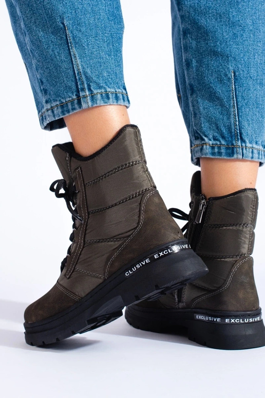 Botas de nieve mujer con cordones caqui